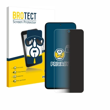 Parte frontale di una confezione del prodotto con il logo del marchio BROTECT. Accanto è raffigurato il dispositivo Xiaomi Poc