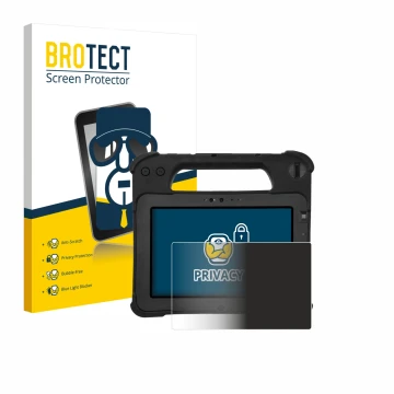 Parte frontale di una confezione del prodotto con il logo del marchio BROTECT. Accanto è raffigurato il dispositivo Zebra XPad