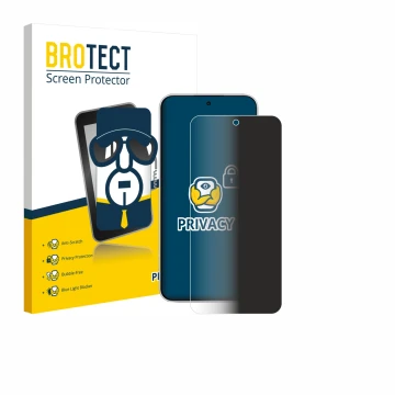 Parte frontale di una confezione del prodotto con il logo del marchio BROTECT. Accanto è raffigurato il dispositivo Xiaomi Red