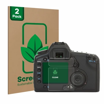 Parte frontale di una confezione del prodotto con il logo del marchio ScreenLeaf. Accanto è raffigurato il dispositivo Canon E
