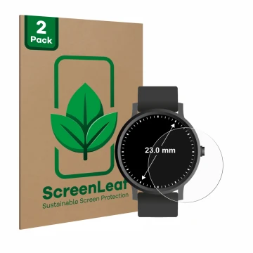 Parte frontale di una confezione del prodotto con il logo del marchio ScreenLeaf. Accanto è raffigurato il dispositivo Orologi