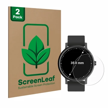 Parte frontale di una confezione del prodotto con il logo del marchio ScreenLeaf. Accanto è raffigurato il dispositivo Orologi