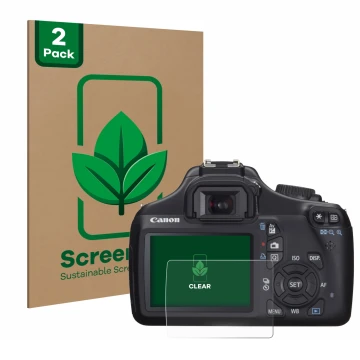 Parte frontale di una confezione del prodotto con il logo del marchio ScreenLeaf. Accanto è raffigurato il dispositivo Canon E
