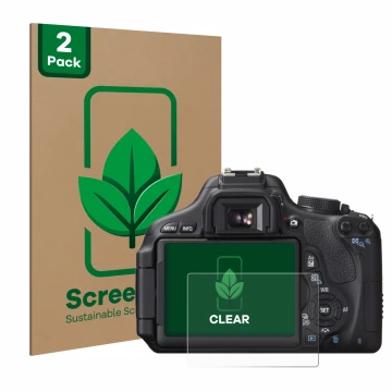 Parte frontale di una confezione del prodotto con il logo del marchio ScreenLeaf. Accanto è raffigurato il dispositivo Canon E