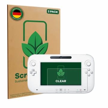 Parte frontale di una confezione del prodotto con il logo del marchio ScreenLeaf. Accanto è raffigurato il dispositivo Nintend