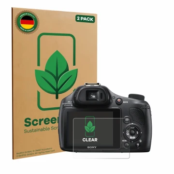 Parte frontale di una confezione del prodotto con il logo del marchio ScreenLeaf. Accanto è raffigurato il dispositivo Sony Cy