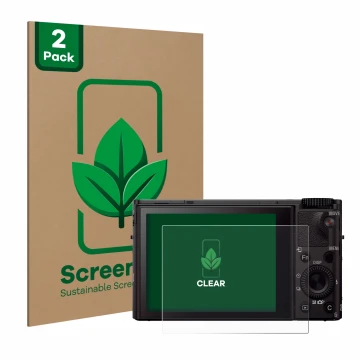 Parte frontale di una confezione del prodotto con il logo del marchio ScreenLeaf. Accanto è raffigurato il dispositivo Sony Cy