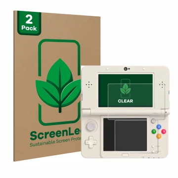 Parte frontale di una confezione del prodotto con il logo del marchio ScreenLeaf. Accanto è raffigurato il dispositivo Nintend