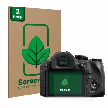Parte frontale di una confezione del prodotto con il logo del marchio ScreenLeaf. Accanto è raffigurato il dispositivo Panason