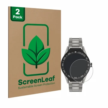 Parte frontale di una confezione del prodotto con il logo del marchio ScreenLeaf. Accanto è raffigurato il dispositivo TAG Heu