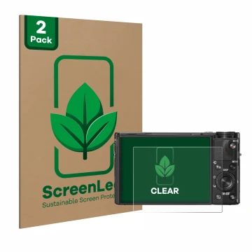 Parte frontale di una confezione del prodotto con il logo del marchio ScreenLeaf. Accanto è raffigurato il dispositivo Sony Cy