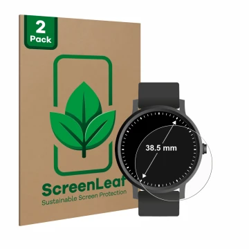 Parte frontale di una confezione del prodotto con il logo del marchio ScreenLeaf. Accanto è raffigurato il dispositivo Orologi