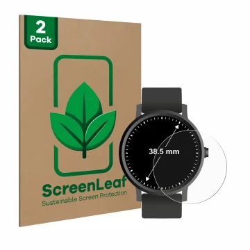 Parte frontale di una confezione del prodotto con il logo del marchio ScreenLeaf. Accanto è raffigurato il dispositivo Circola
