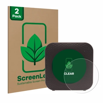 Parte frontale di una confezione del prodotto con il logo del marchio ScreenLeaf. Accanto è raffigurato il dispositivo Netgear