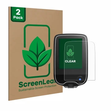 Parte frontale di una confezione del prodotto con il logo del marchio ScreenLeaf. Accanto è raffigurato il dispositivo Freesty