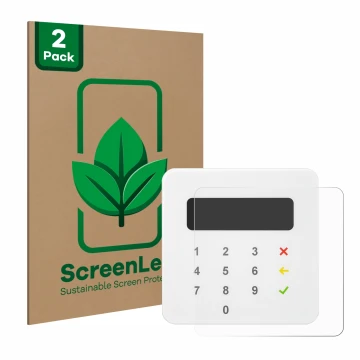 Parte frontale di una confezione del prodotto con il logo del marchio ScreenLeaf. Accanto è raffigurato il dispositivo SumUp A