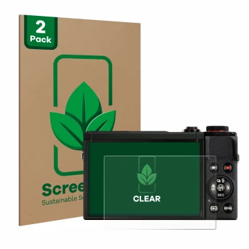 Parte frontale di una confezione del prodotto con il logo del marchio ScreenLeaf. Accanto è raffigurato il dispositivo Canon P