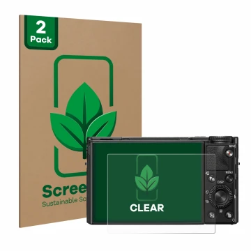 Parte frontale di una confezione del prodotto con il logo del marchio ScreenLeaf. Accanto è raffigurato il dispositivo Sony Cy