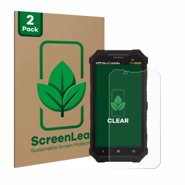 Parte frontale di una confezione del prodotto con il logo del marchio ScreenLeaf. Accanto è raffigurato il dispositivo SkyCadd