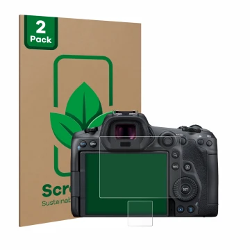 Parte frontale di una confezione del prodotto con il logo del marchio ScreenLeaf. Accanto è raffigurato il dispositivo Canon E