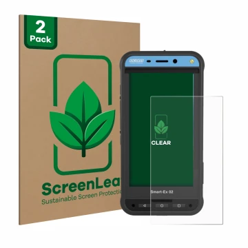 Parte frontale di una confezione del prodotto con il logo del marchio ScreenLeaf. Accanto è raffigurato il dispositivo Ecom Sm
