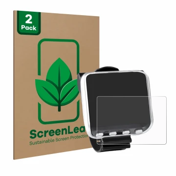 Parte frontale di una confezione del prodotto con il logo del marchio ScreenLeaf. Accanto è raffigurato il dispositivo Mares G