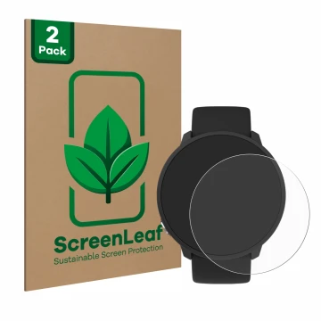 Parte frontale di una confezione del prodotto con il logo del marchio ScreenLeaf. Accanto è raffigurato il dispositivo Polar U