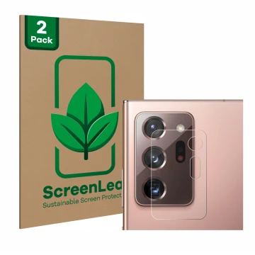 Parte frontale di una confezione del prodotto con il logo del marchio ScreenLeaf. Accanto è raffigurato il dispositivo Samsung