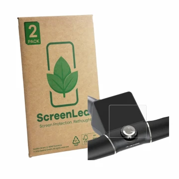 Parte frontale di una confezione del prodotto con il logo del marchio ScreenLeaf. Accanto è raffigurato il dispositivo Motocad