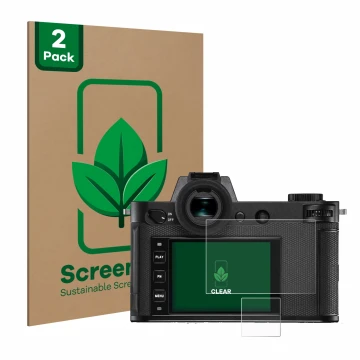Parte frontale di una confezione del prodotto con il logo del marchio ScreenLeaf. Accanto è raffigurato il dispositivo Leica S