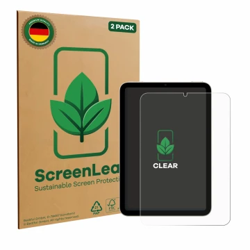 Parte frontale di una confezione del prodotto con il logo del marchio ScreenLeaf. Accanto è raffigurato il dispositivo Apple i