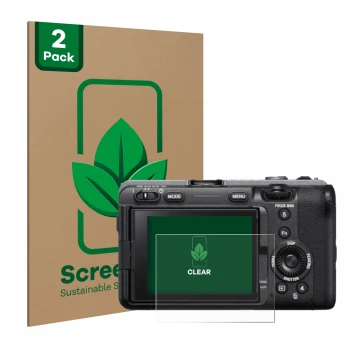 Parte frontale di una confezione del prodotto con il logo del marchio ScreenLeaf. Accanto è raffigurato il dispositivo Sony FX