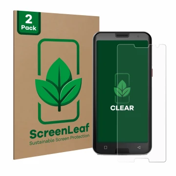 Parte frontale di una confezione del prodotto con il logo del marchio ScreenLeaf. Accanto è raffigurato il dispositivo Emporia