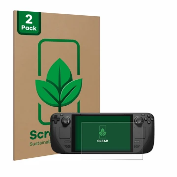 Parte frontale di una confezione del prodotto con il logo del marchio ScreenLeaf. Accanto è raffigurato il dispositivo Valve S