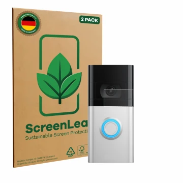 Parte frontale di una confezione del prodotto con il logo del marchio ScreenLeaf. Accanto è raffigurato il dispositivo Ring Vi
