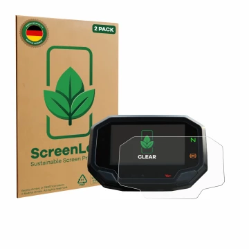 Parte frontale di una confezione del prodotto con il logo del marchio ScreenLeaf. Accanto è raffigurato il dispositivo Kawasak