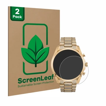 Parte frontale di una confezione del prodotto con il logo del marchio ScreenLeaf. Accanto è raffigurato il dispositivo Michael