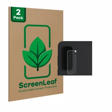 Parte frontale di una confezione del prodotto con il logo del marchio ScreenLeaf. Accanto è raffigurato il dispositivo Microso