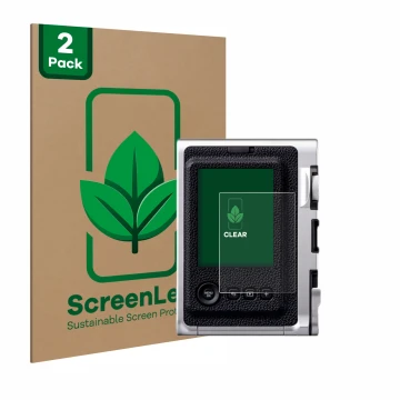 Parte frontale di una confezione del prodotto con il logo del marchio ScreenLeaf. Accanto è raffigurato il dispositivo Fujifil