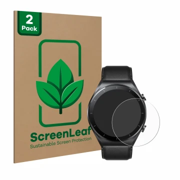 Parte frontale di una confezione del prodotto con il logo del marchio ScreenLeaf. Accanto è raffigurato il dispositivo Xiaomi 