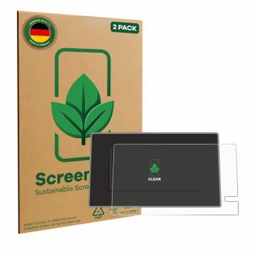 Parte frontale di una confezione del prodotto con il logo del marchio ScreenLeaf. Accanto è raffigurato il dispositivo Renault