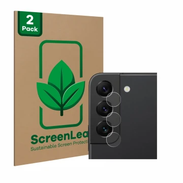 Parte frontale di una confezione del prodotto con il logo del marchio ScreenLeaf. Accanto è raffigurato il dispositivo Samsung