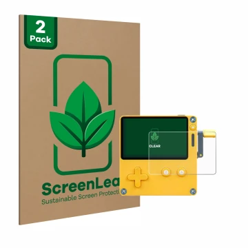 Parte frontale di una confezione del prodotto con il logo del marchio ScreenLeaf. Accanto è raffigurato il dispositivo Panic P