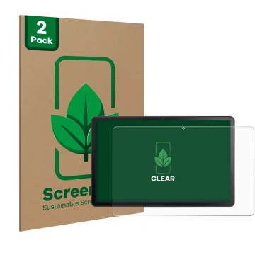 Parte frontale di una confezione del prodotto con il logo del marchio ScreenLeaf. Accanto è raffigurato il dispositivo Lenovo 