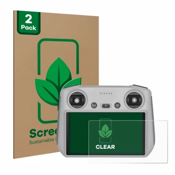 Parte frontale di una confezione del prodotto con il logo del marchio ScreenLeaf. Accanto è raffigurato il dispositivo DJI RC 