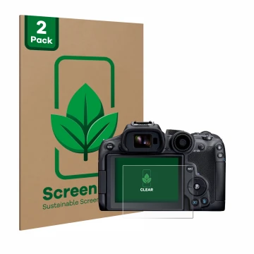 Parte frontale di una confezione del prodotto con il logo del marchio ScreenLeaf. Accanto è raffigurato il dispositivo Canon E