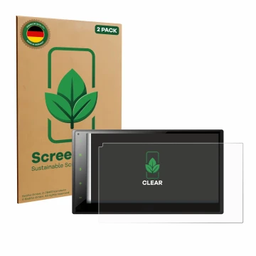 Parte frontale di una confezione del prodotto con il logo del marchio ScreenLeaf. Accanto è raffigurato il dispositivo Pioneer