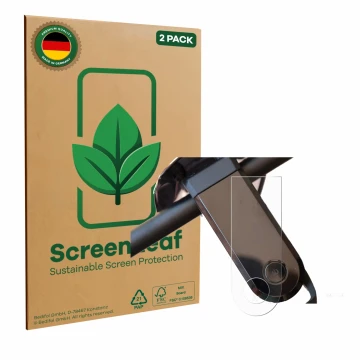 Parte frontale di una confezione del prodotto con il logo del marchio ScreenLeaf. Accanto è raffigurato il dispositivo NIU KQi