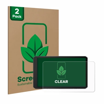 Parte frontale di una confezione del prodotto con il logo del marchio ScreenLeaf. Accanto è raffigurato il dispositivo Garmin 