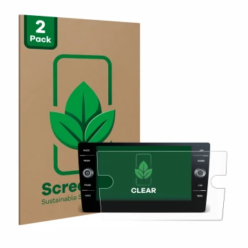 Parte frontale di una confezione del prodotto con il logo del marchio ScreenLeaf. Accanto è raffigurato il dispositivo Volkswa